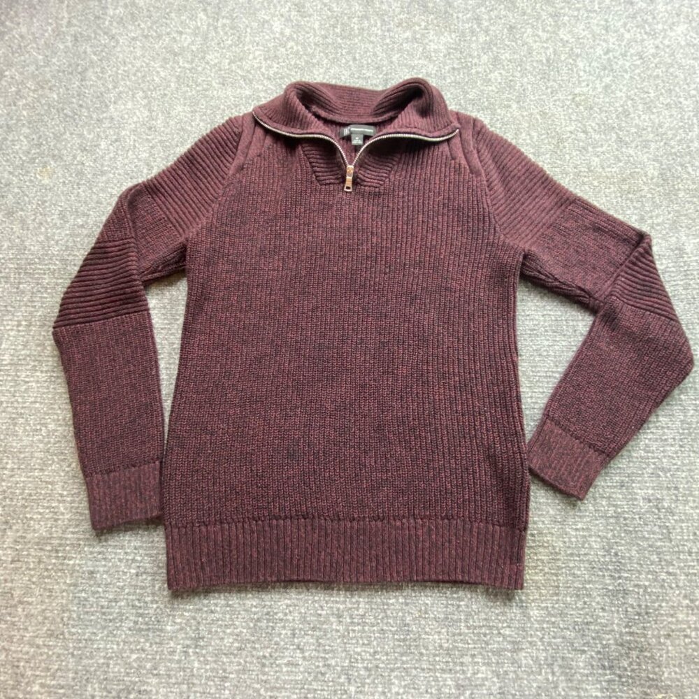 Vintage 90s INC International Concepts Sweater Mens M Maroon 1/4 Zip Ivy Preppy